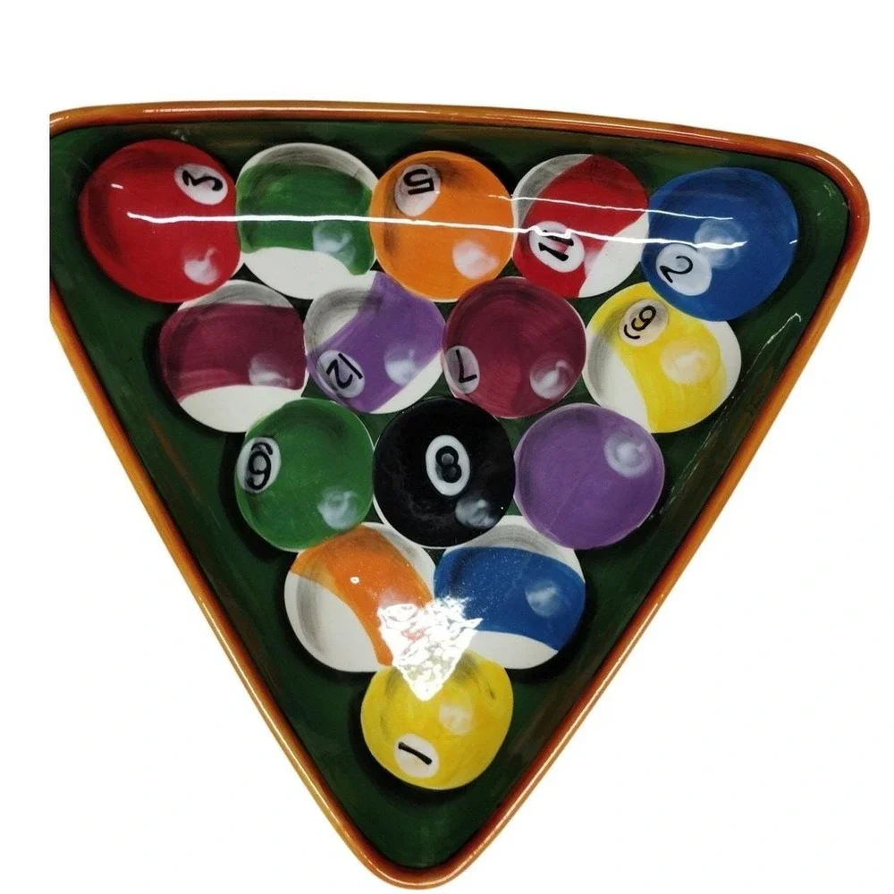 Clay‎ Art Rack Em Up Pool Ball Serving Tray 8 Ball Dip Bowl Set